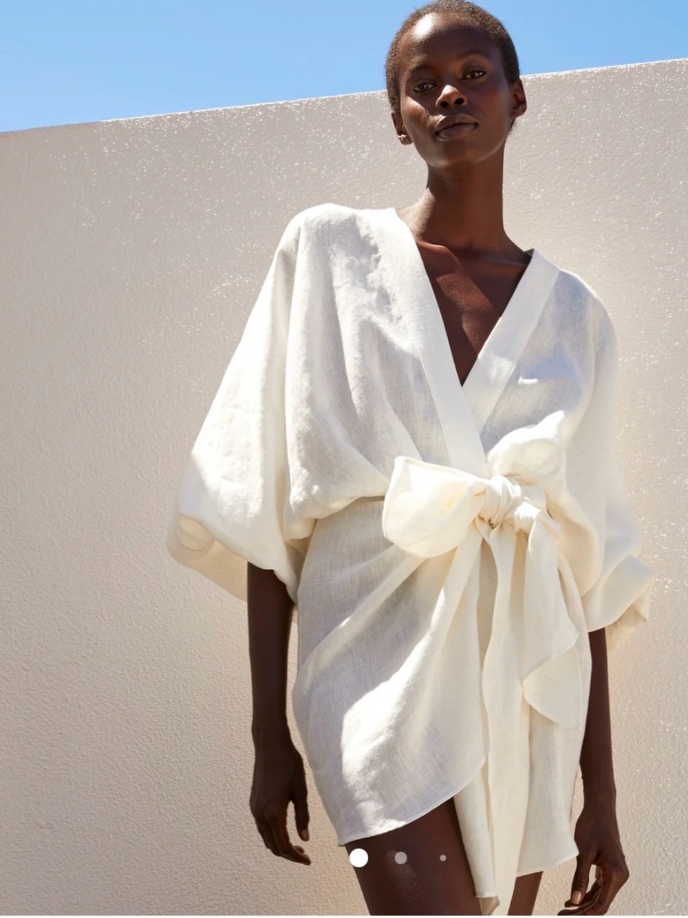 Piece of White Peony White Linen Dress size small